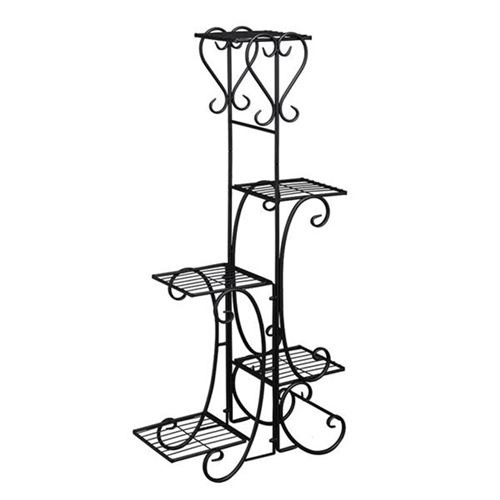 Support Pot de Fleurs Intérieur MA-115 Durable Détachable Noir