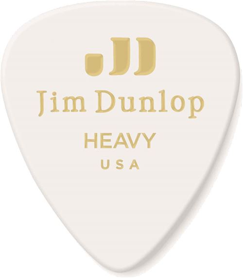 Dunlop 483P01H - Médiators Genuine Celluloid Classic, Pack de 12, white, heavy