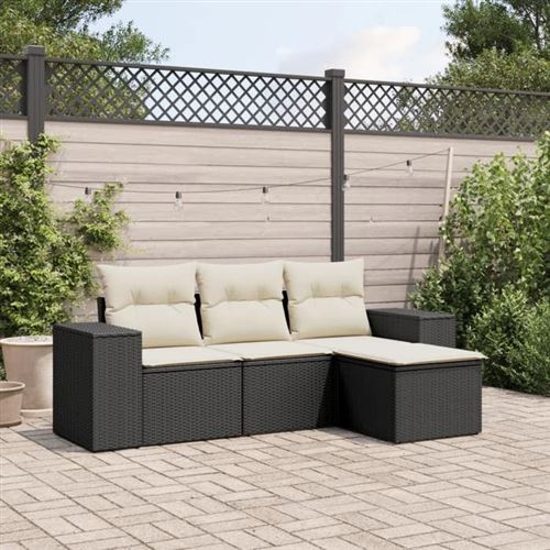 Non Communiqué Noir Vidaxl Salon De Jardin Avec Coussins 4 Pcs, Canapés De Terrasse, Ensemble De Meubles De Patio, Mobilier D'extérieur, 3254803