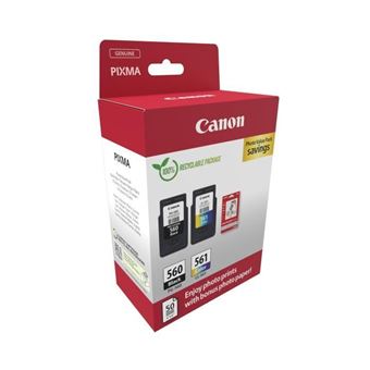 Canon PG-560/CL-561 Photo Value Pack - Brillant - pack de 2 - noir, couleur (cyan, magenta, jaune) - original - boîte de suspension - jeu de papier / cartouche d'encre - pour PIXMA TS5350, TS5350a, TS5350i, TS5351, TS5351a