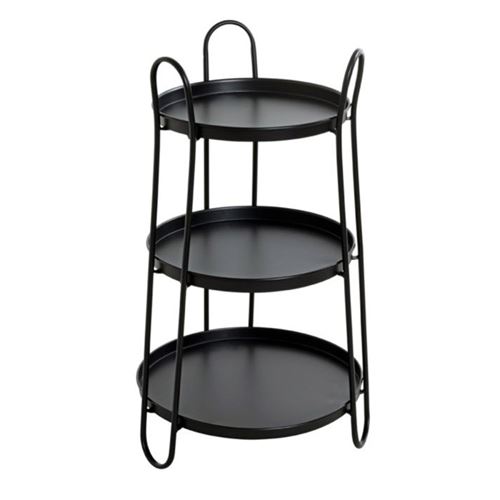 Table d'Appoint 3 Niveaux Déco "Regina" 72cm Noir