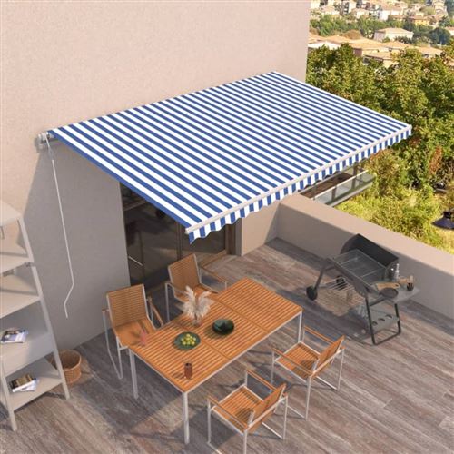 vidaXL Auvent rétractable automatique 500x350 cm Bleu et blanc3069026
