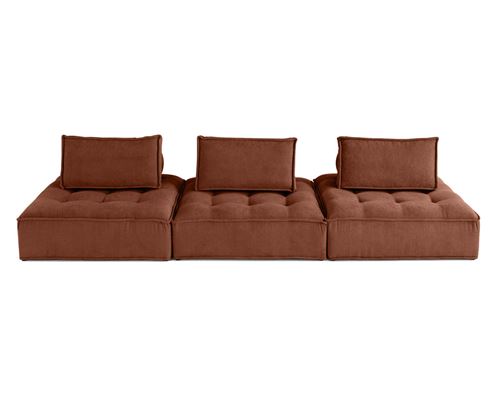 Non Communiqué Terracotta Marisol - Canapé Modulable Droit 3 Places - Velours Texturé