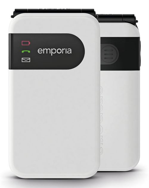 emporiaSIMPLICITYglam.4G - 4G téléphone de service - RAM 64 Mo / Mémoire interne 128 Mo - microSD slot - écran LCD (TFT) - 320 x 240 pixels - blanc