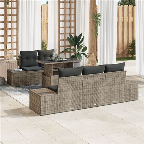 vidaXL Ensemble de canapé de jardin 6 pc Gris