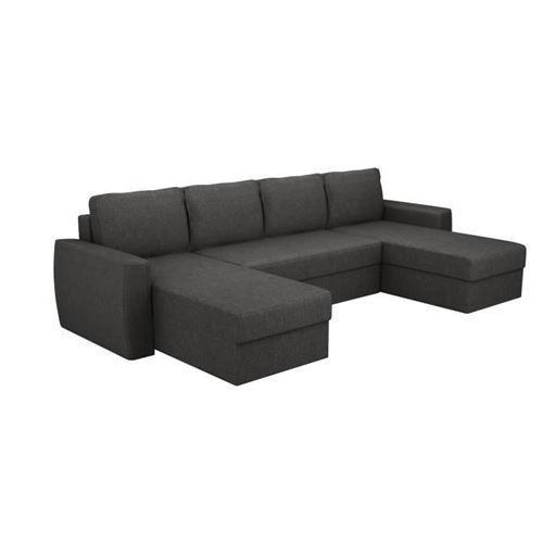 JAMES Canape dangle panoramique convertible 5 places - Tissu anthracite - L 298 x P 142 x H 85 cm