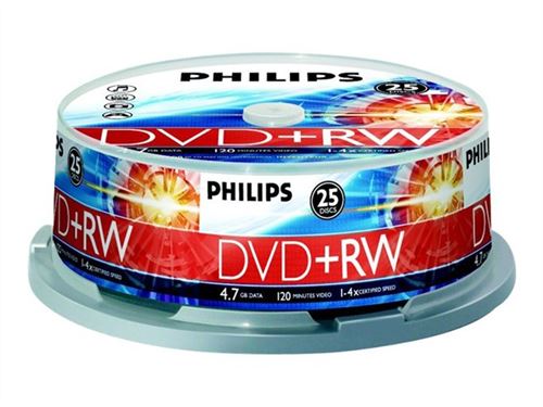 Philips DW4S4B25F - 25 x DVD+RW - 4.7 Go (120 minutes) 1x - 4x - spindle
