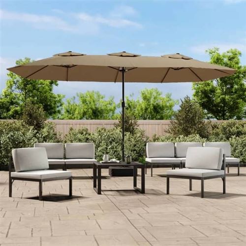 Vidaxl parasol &agrave; double t&ecirc;te avec led taupe 449x245 cm 