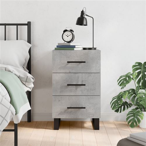 vidaXL Table de Chevet, Table de Nuit avec Tiroir, Armoire de Chevet, Meuble de Rangement Salon Chambre à Coucher, Moderne, Gris Béton Bois d'Ingénierie
