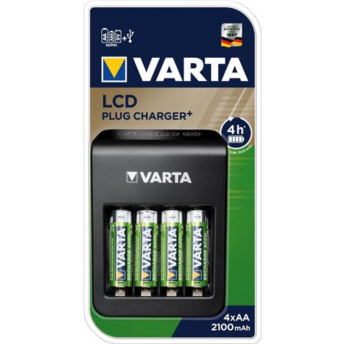 Chargeur VARTA LCD Plug + 4 piles AA - 57687101441 - Chargeurs batteries et  socles - Achat & prix