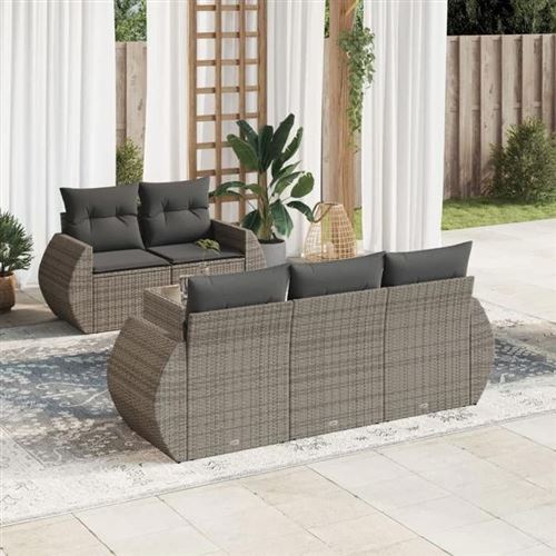 Non Communiqué Gris Salon De Jardin Modulable Vidaxl Resine Tressee 6 Pieces 55.0 X 55 X 37 5 Personnes