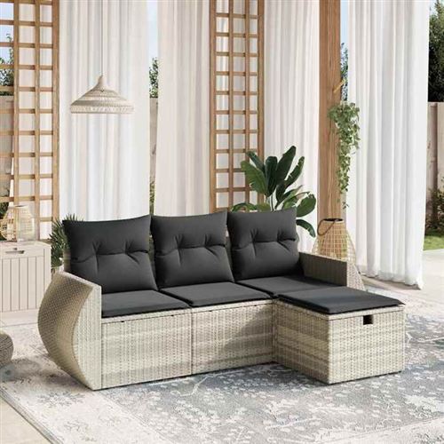 Non Communiqué Gris Vidaxl Salon De Jardin Avec Coussins 4 Pcs, Canapés De Terrasse, Ensemble De Meubles De Patio, Mobilier D'extérieur, 3264068