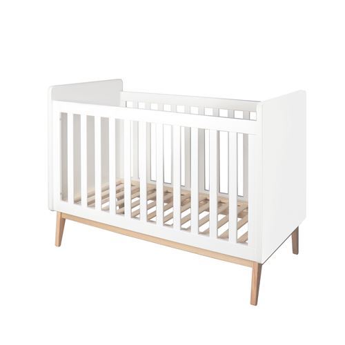 210 Sur Lit Bebe A Barreaux 60 X 1 Cm Sommier A Lattes Inclus Hauteur Reglable 3 Niveaux Pin Massif Mdf Classe E1 Blanc Lit Pour Enfant Achat Prix Fnac