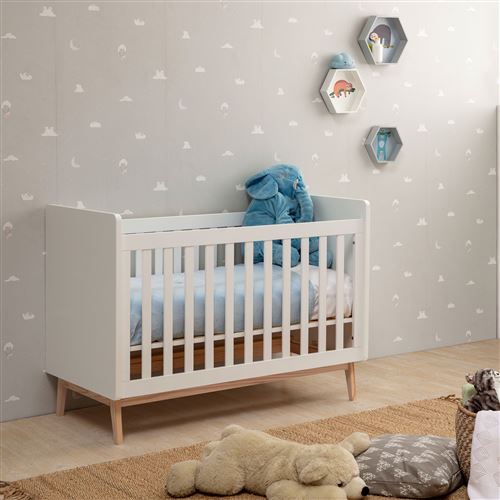 210 Sur Lit Bebe A Barreaux 60 X 1 Cm Sommier A Lattes Inclus Hauteur Reglable 3 Niveaux Pin Massif Mdf Classe E1 Blanc Lit Pour Enfant Achat Prix Fnac