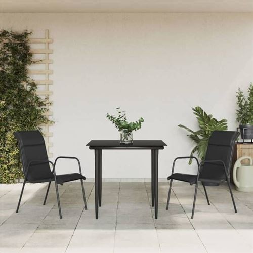 Non Communiqué Noir Vidaxl Ensemble À Manger De Jardin 3 Pcs Textilène Et Acier 3200702