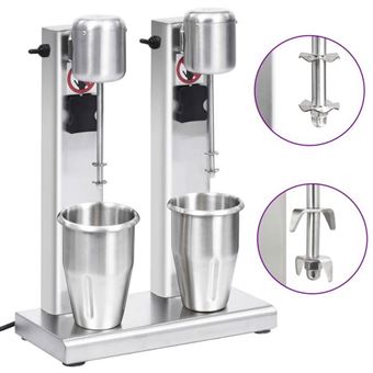 vidaXL Mélangeur de milkshake avec deux coupelles Acier inoxydable 2 L51086 - 1