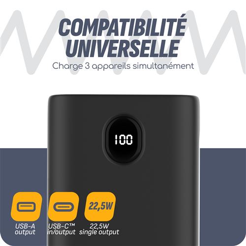 Batterie externe 10000mAh USB USB-C micro-USB Charge Rapide écran LED  Phonillico® - Batterie externe - Achat & prix