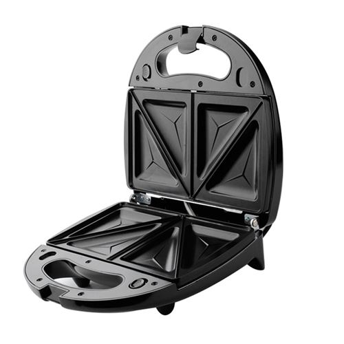 Machine &agrave; Petit-D&eacute;jeuner, 3-en-1, Gaufrier et croque-monsieur, 750W-Noir