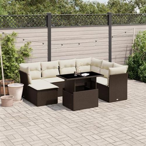 Non Communiqué Marron Salon De Jardin Modulable Vidaxl 8 Pieces Rotin 62 X 62 X 69 Cm