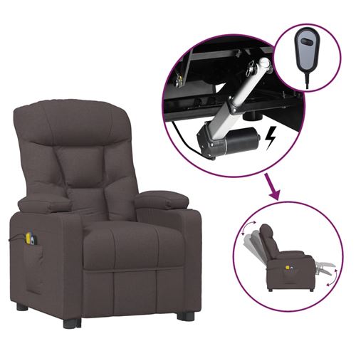 Non Communiqué Brun Vidaxl Fauteuil Électrique De Massage Marron Foncé Tissu