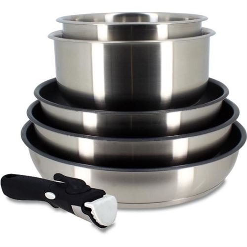 Menastyl Gris Batterie De Cuisine - Induction - 7930018 - Inox - 6 Pieces - Poignée Amovible - Image 2