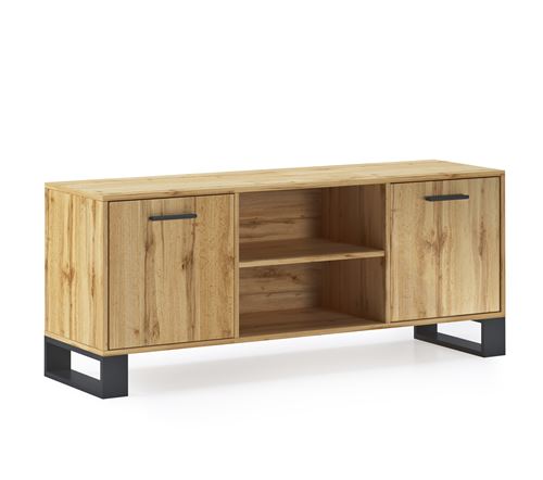 Meuble TV140 2 portes LOFT, couleur chêne137x40x57cm