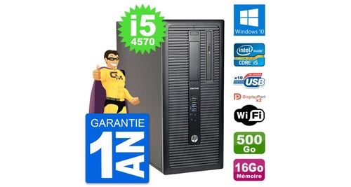 Pc tour hp elitedesk 800 g1 intel i5-4570 ram 16go disque 500go windows 10 wifi
