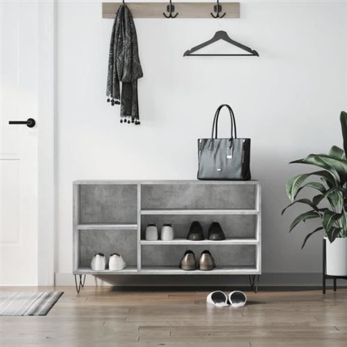 VIDAXL - Meuble à chaussures - Moderne - Gris - 102x36x60 cm - Image 3
