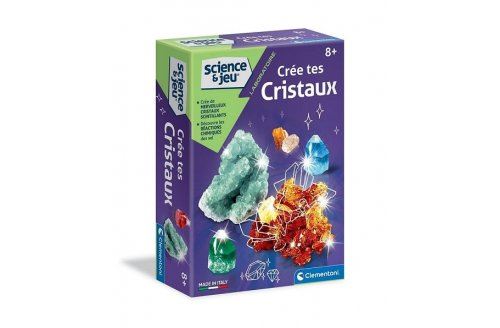 Cree tes cristaux scintillants - kit sciences 8 ans - mini labo  experiences scientifiques  culture - set jeu educatif enfant + carte