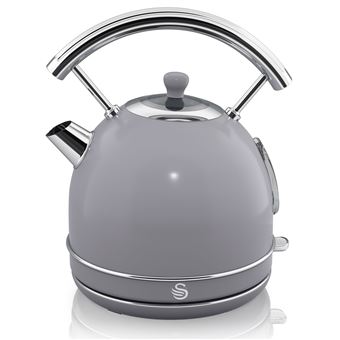 Retro Bouilloire, 1,8 L, Acier Inoxydable sans BPA, Résistance Cachée, sans Fil SWAN SK14630GRN Gris - 1