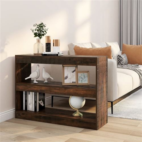 Vidaxl Bibliothèque Séparateur De Pièce Chêne Fumé 100X30x72 Cm - Image 3