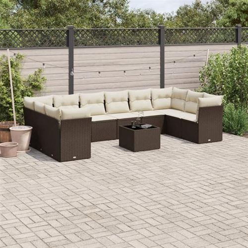 Non Communiqué Marron Salon De Jardin Modulable Vidaxl Rotin 11 Pieces 10 Personnes