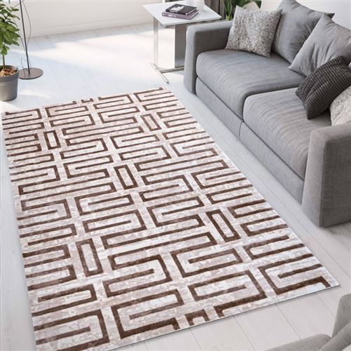 Tapis de salon marron à poils courts de conception moderne Double MAR004, Taille: 160 x 230