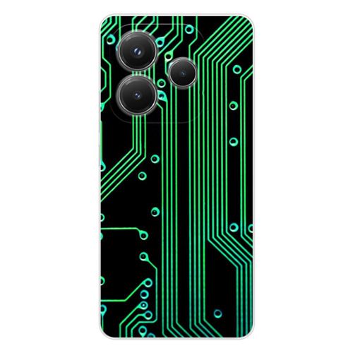Coque en silicone imprimée compatible Xiaomi Redmi Note 14 5G Texture circuit geek