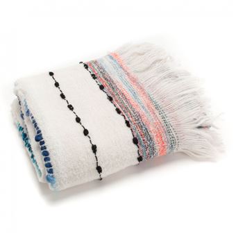 Plaid Folk 130X170 cm - Amadeus - Blanc - Polyester - 1