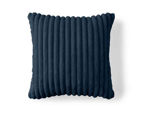 Non Communiqué Bleu Ardoise Sierra - Coussin - En Fausse Fourrure Côtelé - 60X60 Cm