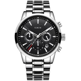 LIGE - Montre sport homme - Étanche à quartz - Argenté - 1