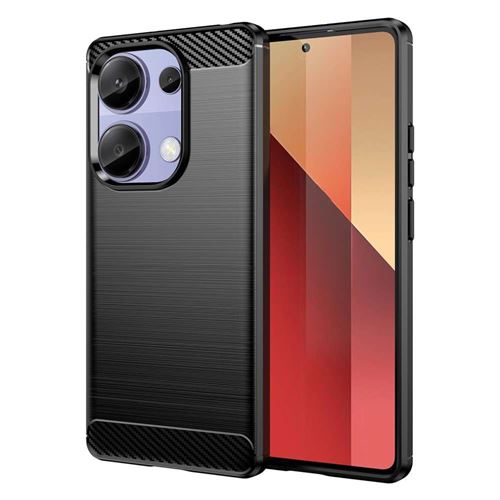 Coque pour Xiaomi Redmi Note 13 Pro 4G / Poco M6 Pro 4G - housse etui silicone gel carbone + verre trempe - NOIR - htdmobiles