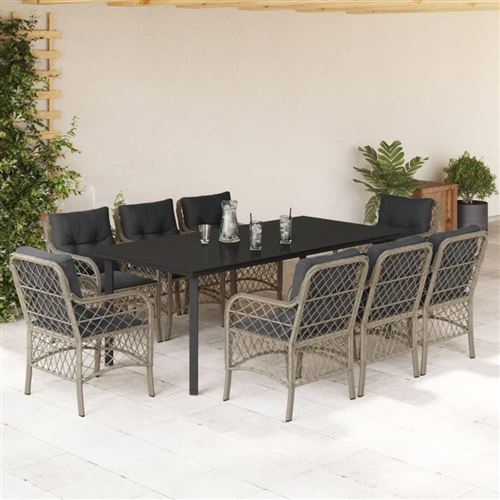 Vidaxl Gris/Clair Ensemble À Manger De Jardin - Image 2