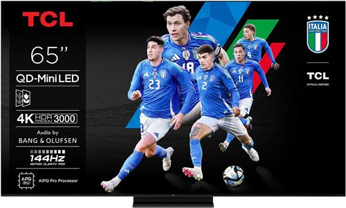 Téléviseur TCL 65C7K QD Mini LED 65 4K HDR Smart Google TV – 144 Hz, Dolby Vision IQ Atmos, audio Bang Olufsen