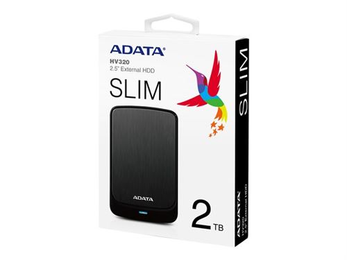 ADATA HV320 - Disque dur - 2 To - externe (portable) - USB 3.1 - noir