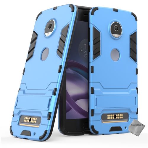 Housse etui coque rigide anti choc pour Motorola Moto Z2 Play avec film ecran - BLEU CLAIR