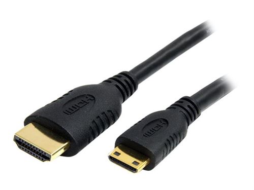 StarTech.com Câble HDMI haute vitesse de 1 m avec Ethernet - Cordon HDMI vers Mini HDMI - M/M - Noir - Plaqués or - HDMI avec câble Ethernet - 1 m
