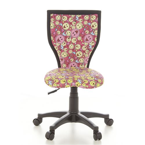 Siège de bureau / Siège pivotant KIDDY LUX, tissu rose/jaune motif smileys hjh OFFICE