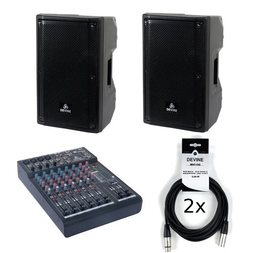 Devine Artis 10A MKII set + MixDesk 802FX et câbles
