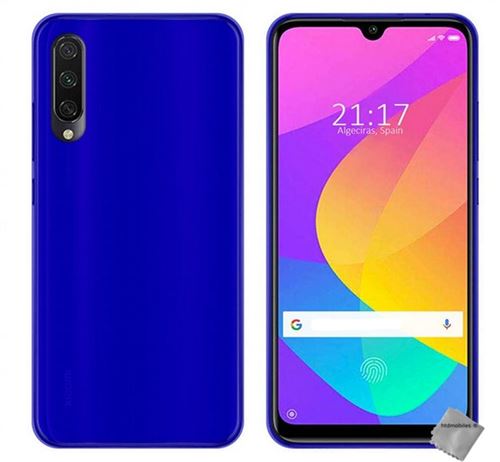 Housse etui coque pochette silicone gel fine pour Xiaomi Mi A3 Lite + verre trempe - BLEU - htdmobiles
