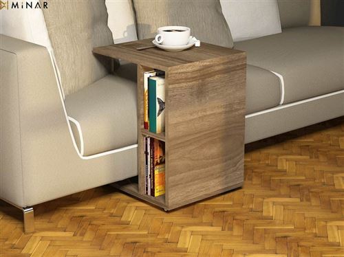 HOMEMANIA Table Basse Ceylin Porte-Revues, Livres - avec Étagères - pour Salon, Canapé - Noyer en Bois, 45 x 35 x 57,5 cm