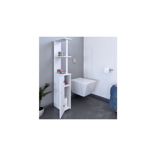 Meuble de toilettes SIBERIA 1 porte - 2 niches / Blanc