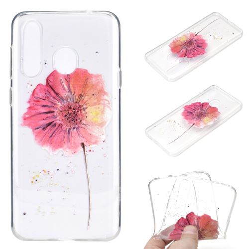 Coque en TPU impression de motifs clairs souple fleur rouge pour votre Samsung Galaxy M40