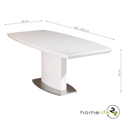 Table De Salle A Manger Moderne Extensible Mdf Laque Blanc